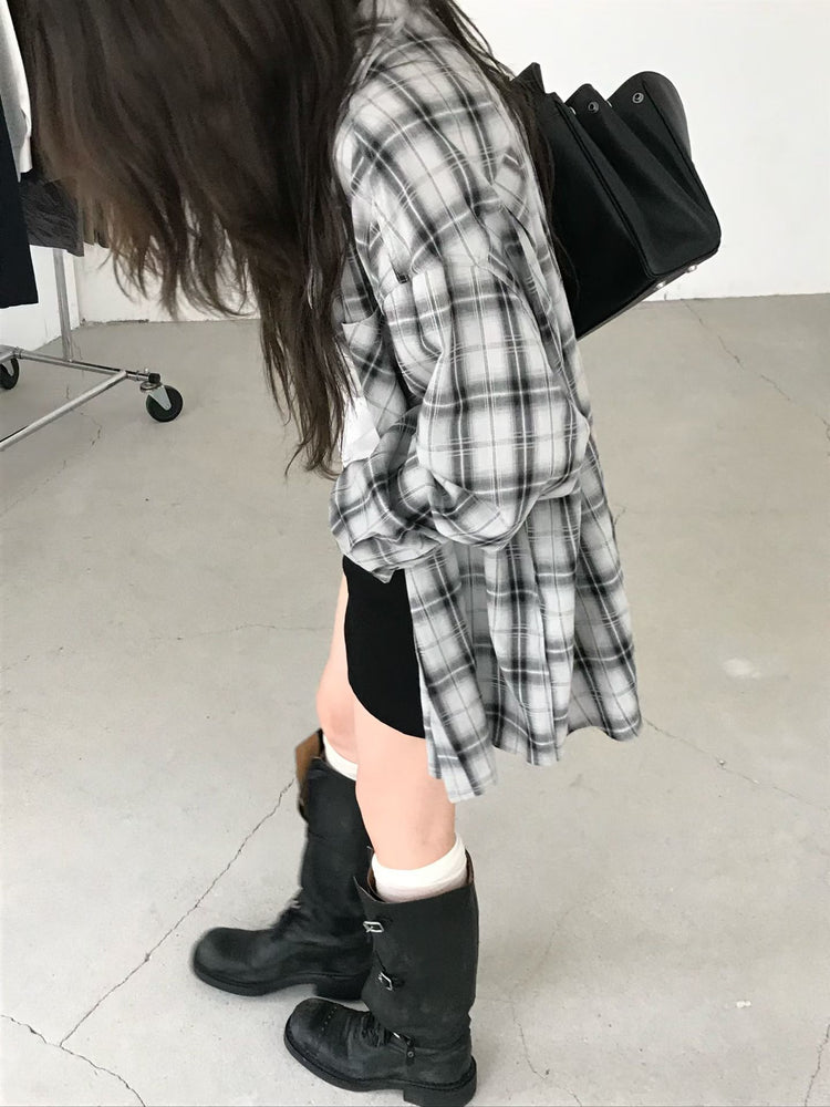 高質撞色格紋襯衫
