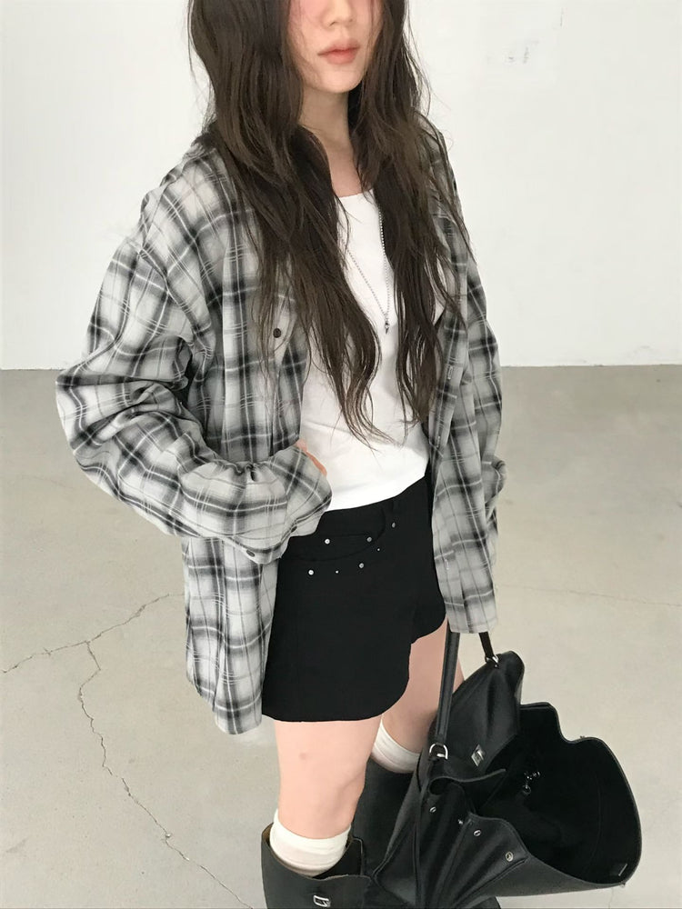 高質撞色格紋襯衫