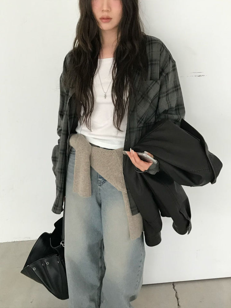 高質撞色格紋襯衫
