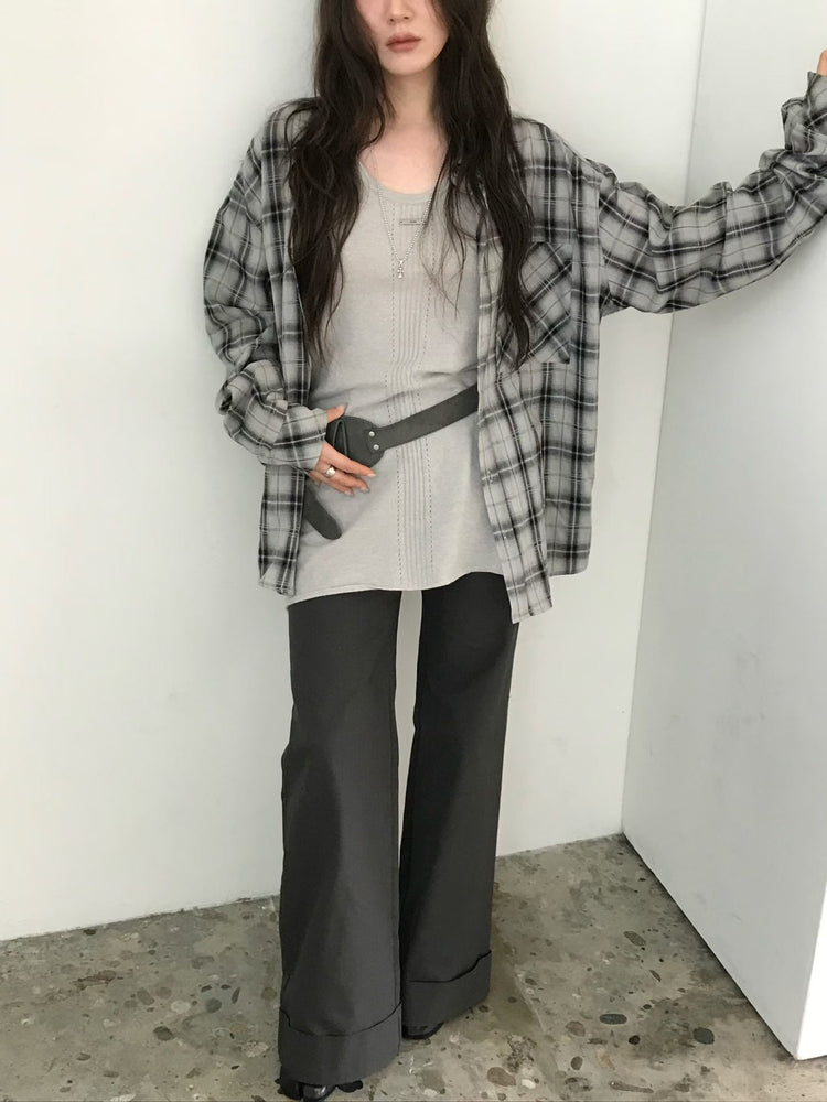 高質撞色格紋襯衫