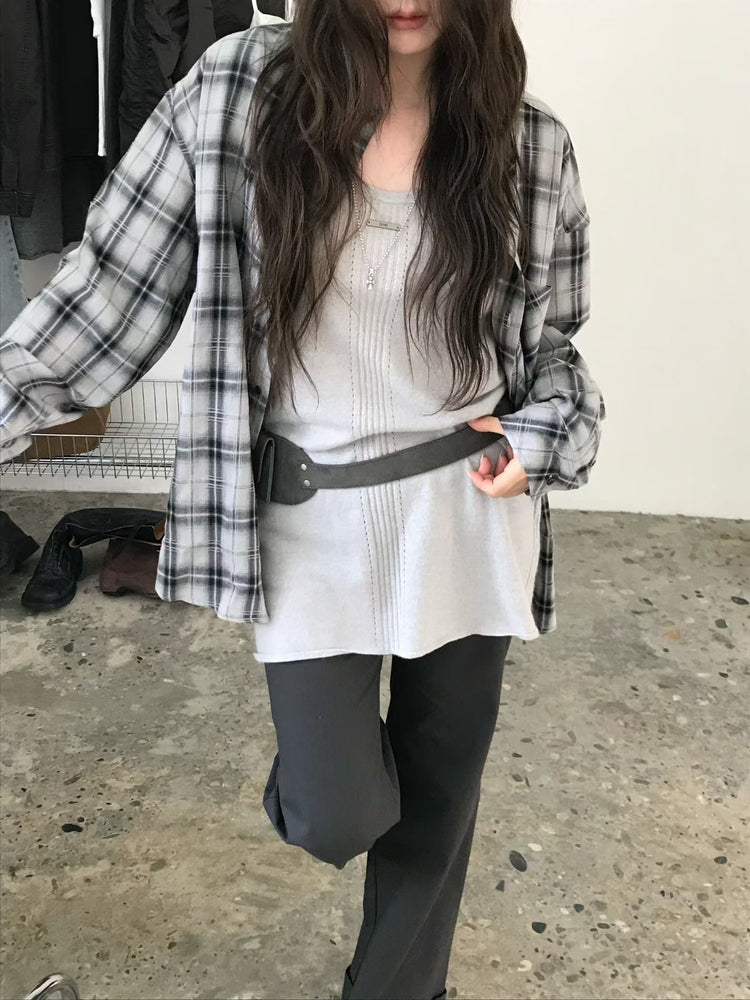 高質撞色格紋襯衫