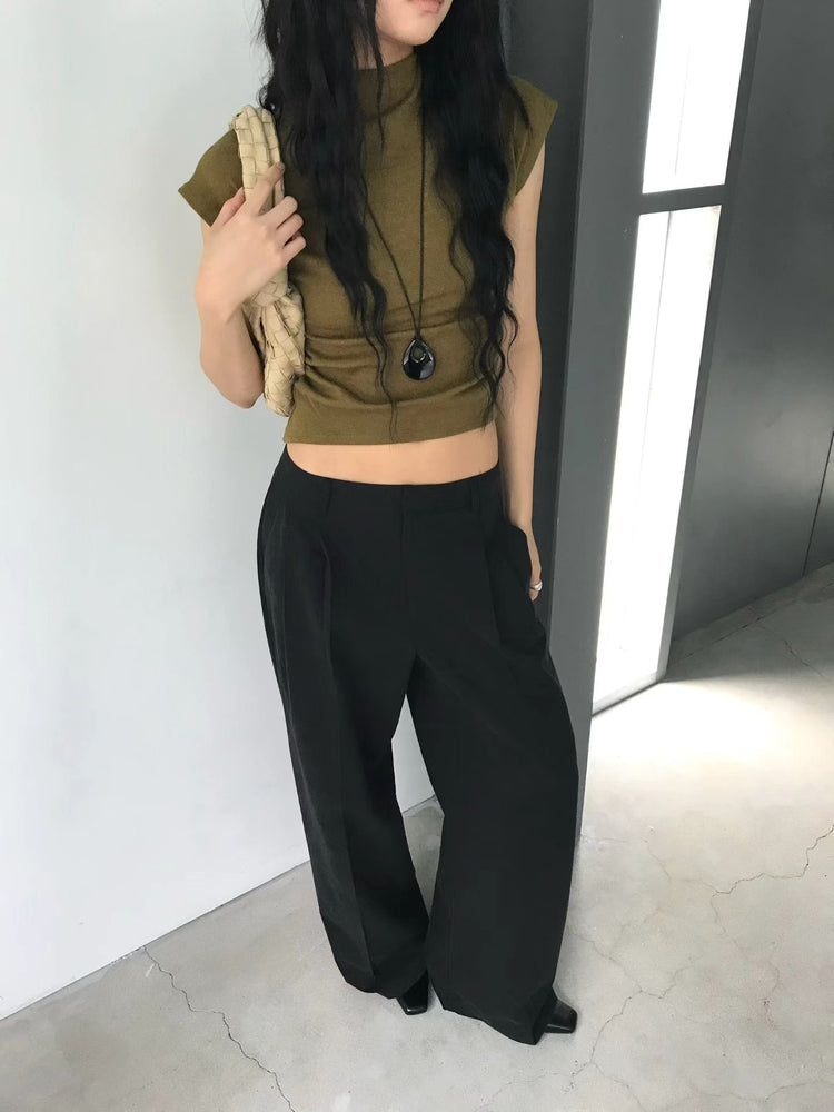 小企領側抓皺修身上衣