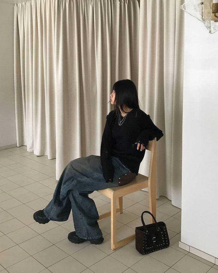 破壞感不修邊細節針織衫