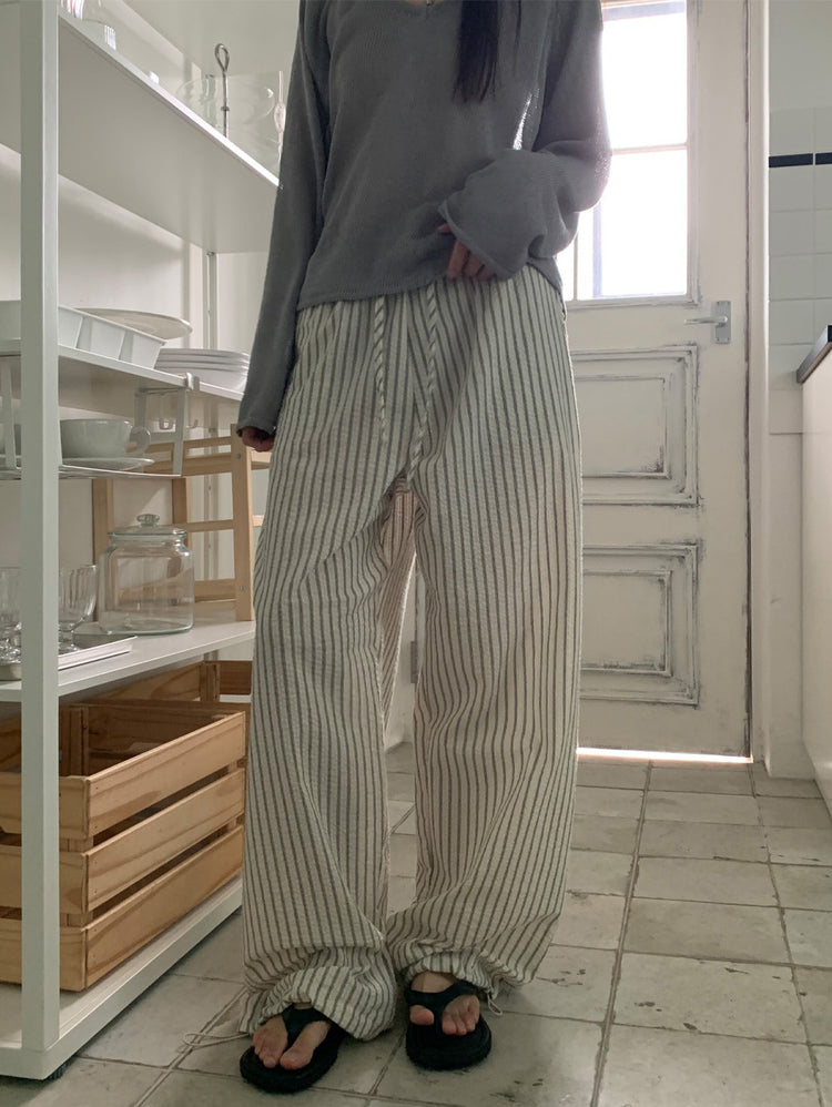 舒適感條紋直褲