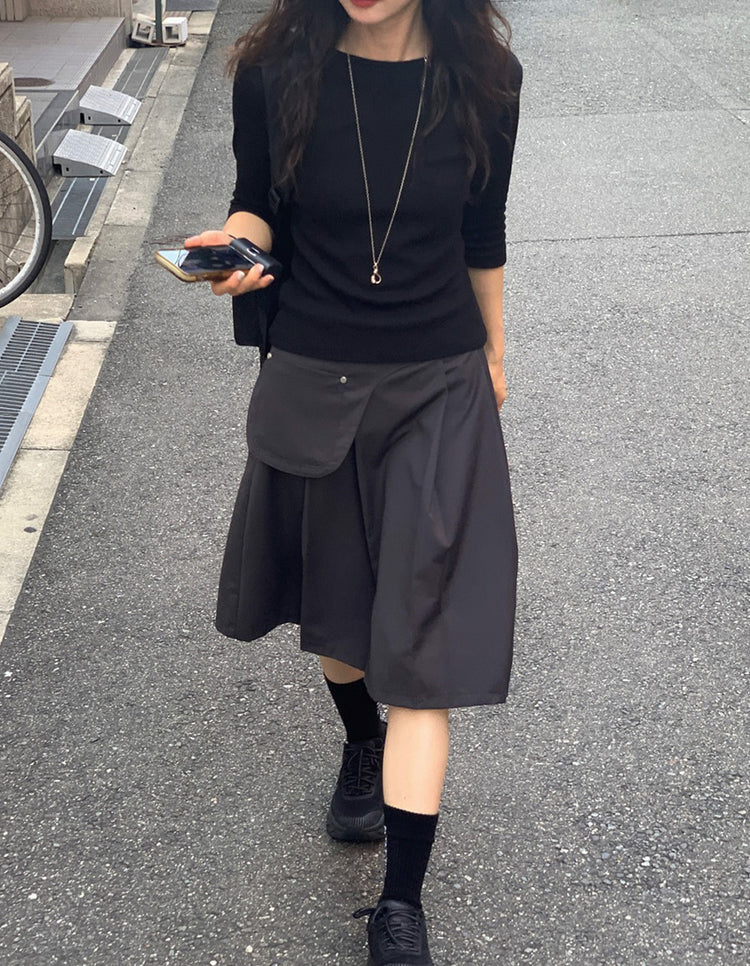 華夫格七分袖上衣