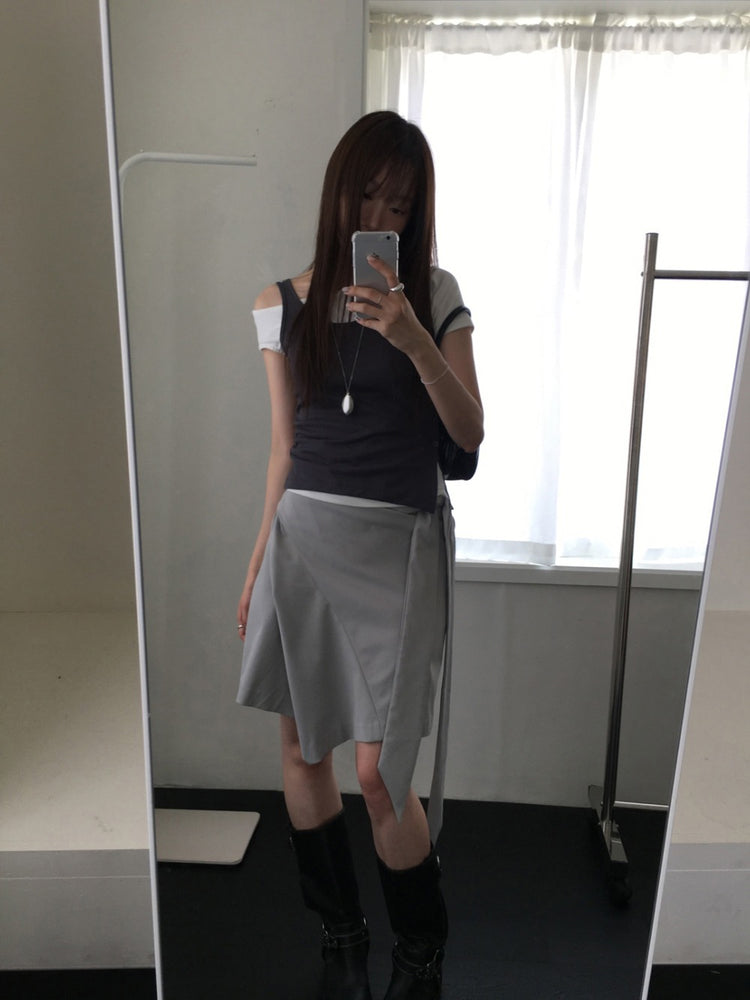 側露肩美色修身上衣