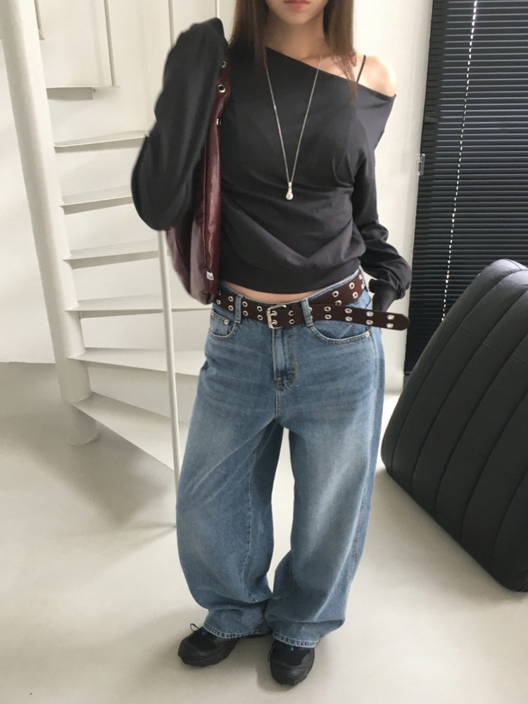 經典美刷色基礎直筒牛仔褲