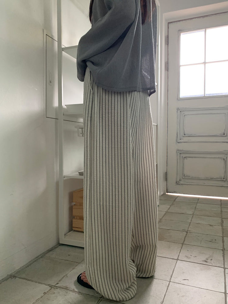 舒適感條紋直褲