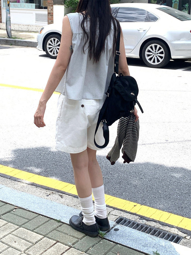 標籤細節寬鬆休閒短褲