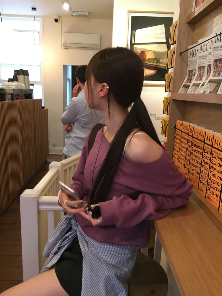 美色不修邊露肩上衣