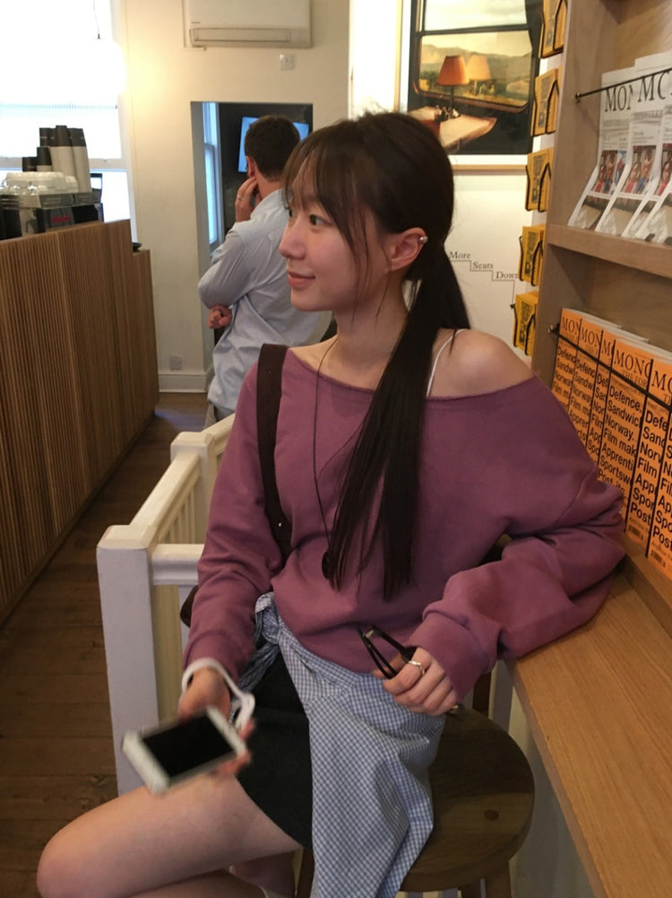 美色不修邊露肩上衣