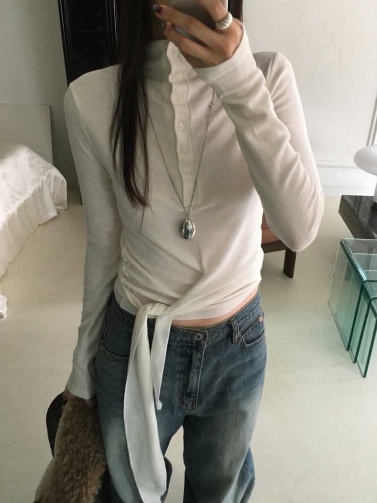 企領扣鈕綁帶細節上衣