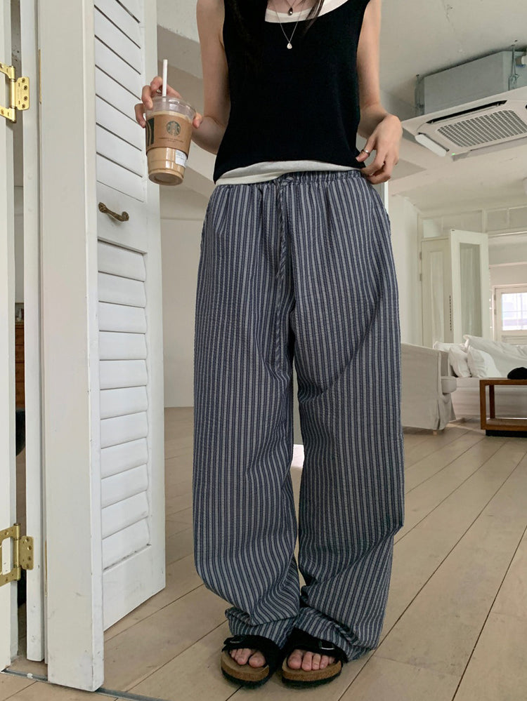 舒適感條紋直褲