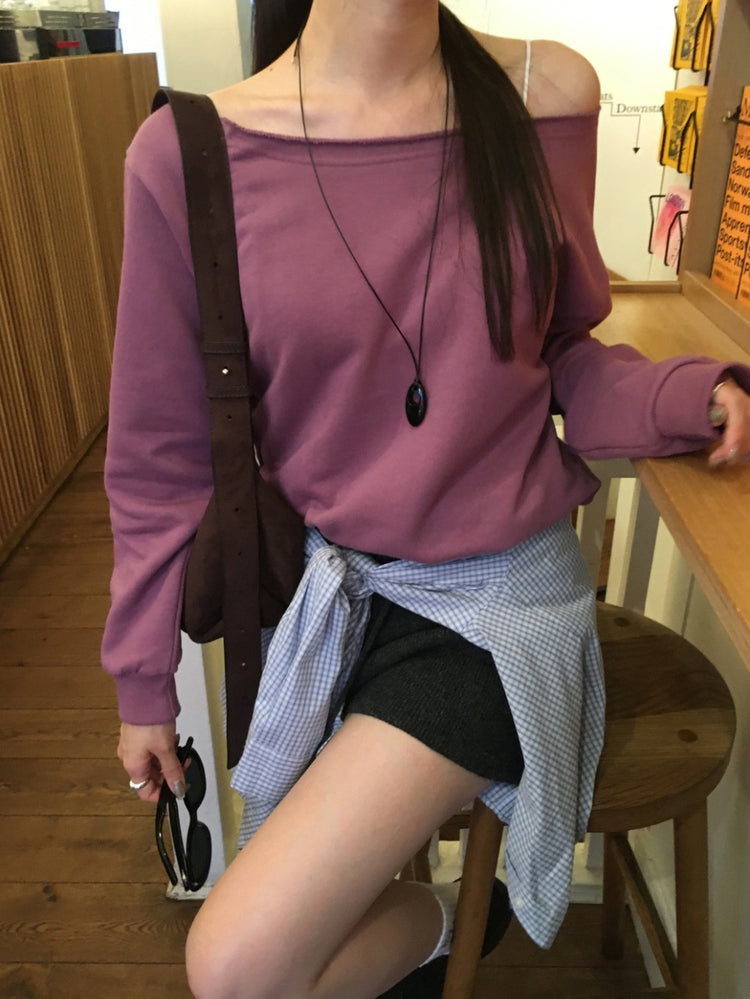 美色不修邊露肩上衣