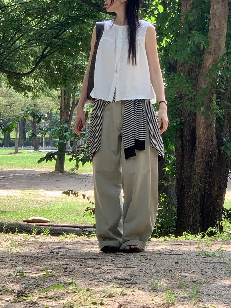 泡泡格紋紋理寬鬆排鈕背心