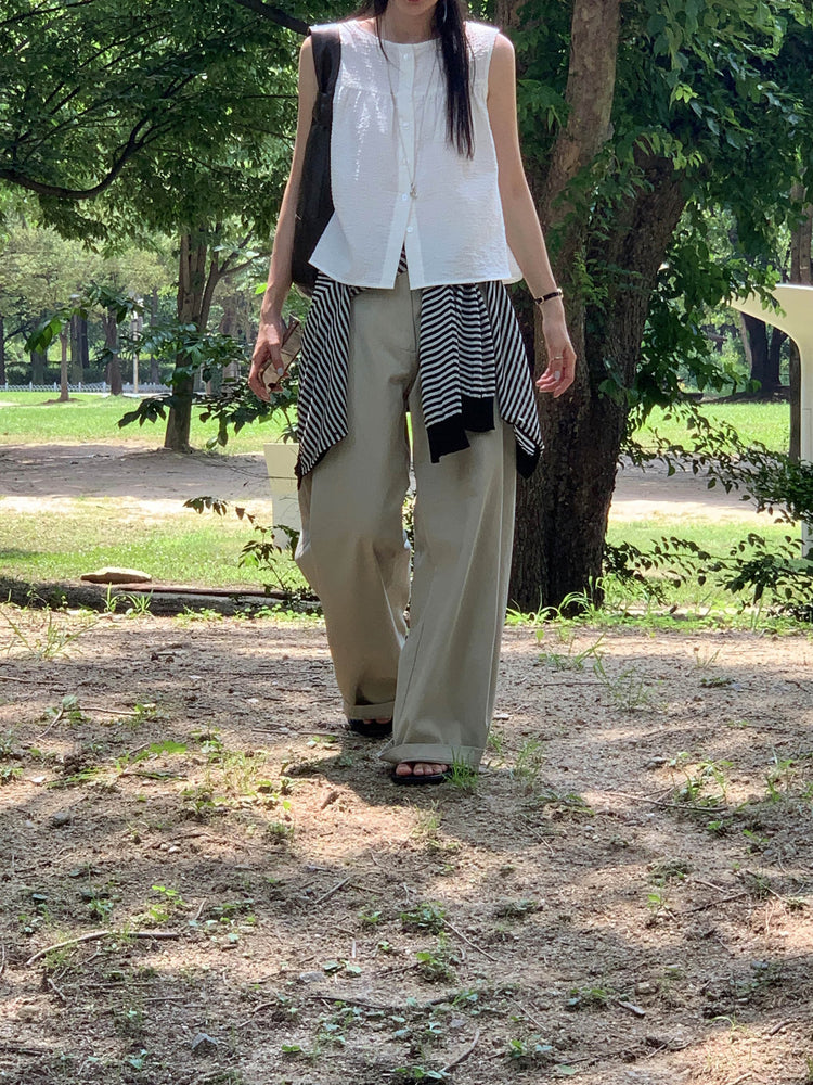 泡泡格紋紋理寬鬆排鈕背心