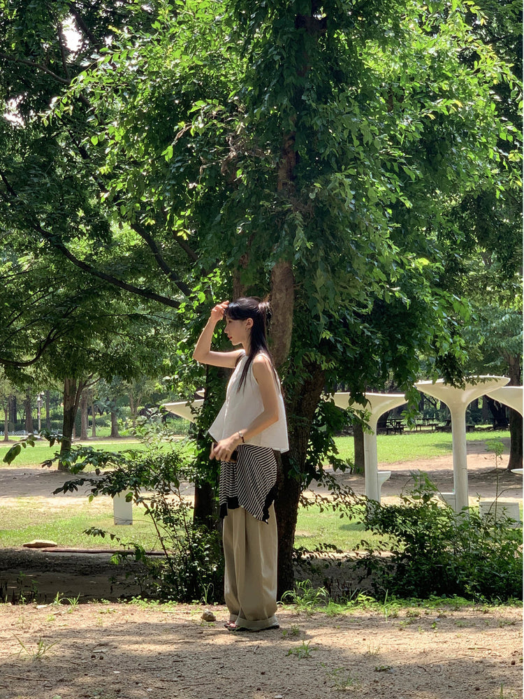 泡泡格紋紋理寬鬆排鈕背心