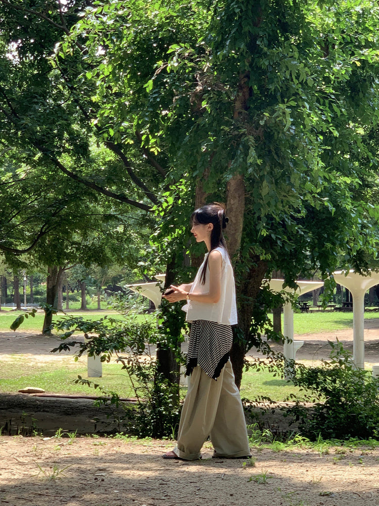 泡泡格紋紋理寬鬆排鈕背心