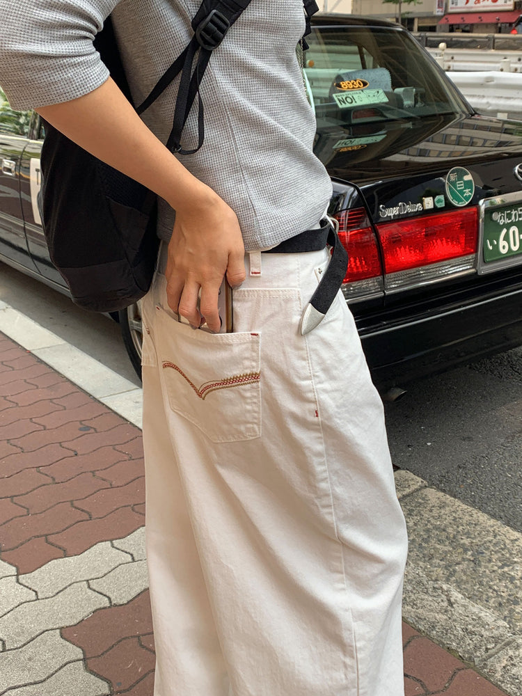 明線口袋細節繭型褲