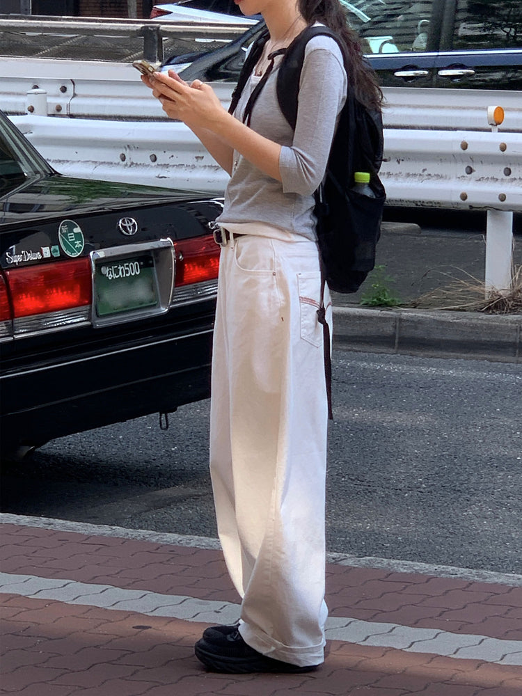 明線口袋細節繭型褲
