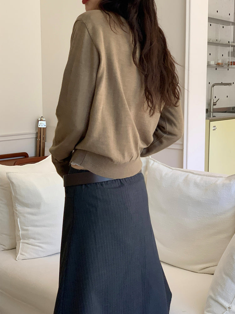 不規則條紋細節半裙