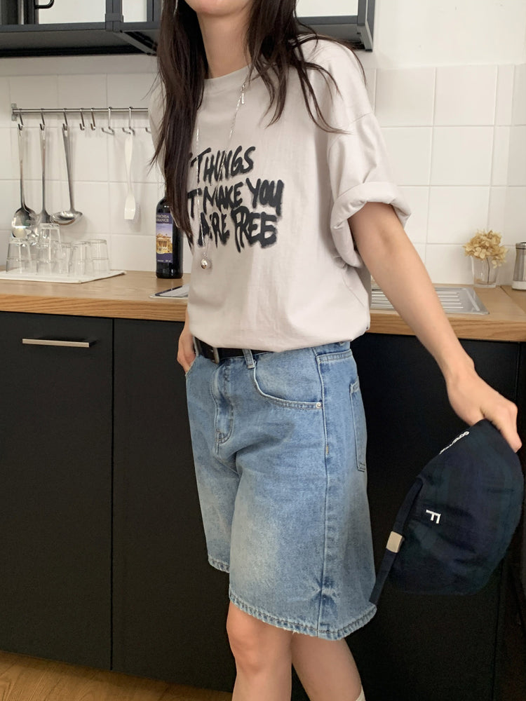 美式塗鴉圖案寬鬆t
