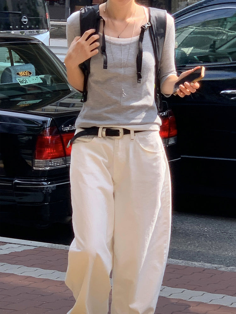 明線口袋細節繭型褲