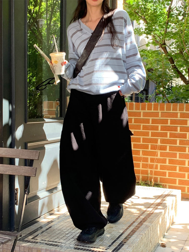 愛心形狀細節廓形褲