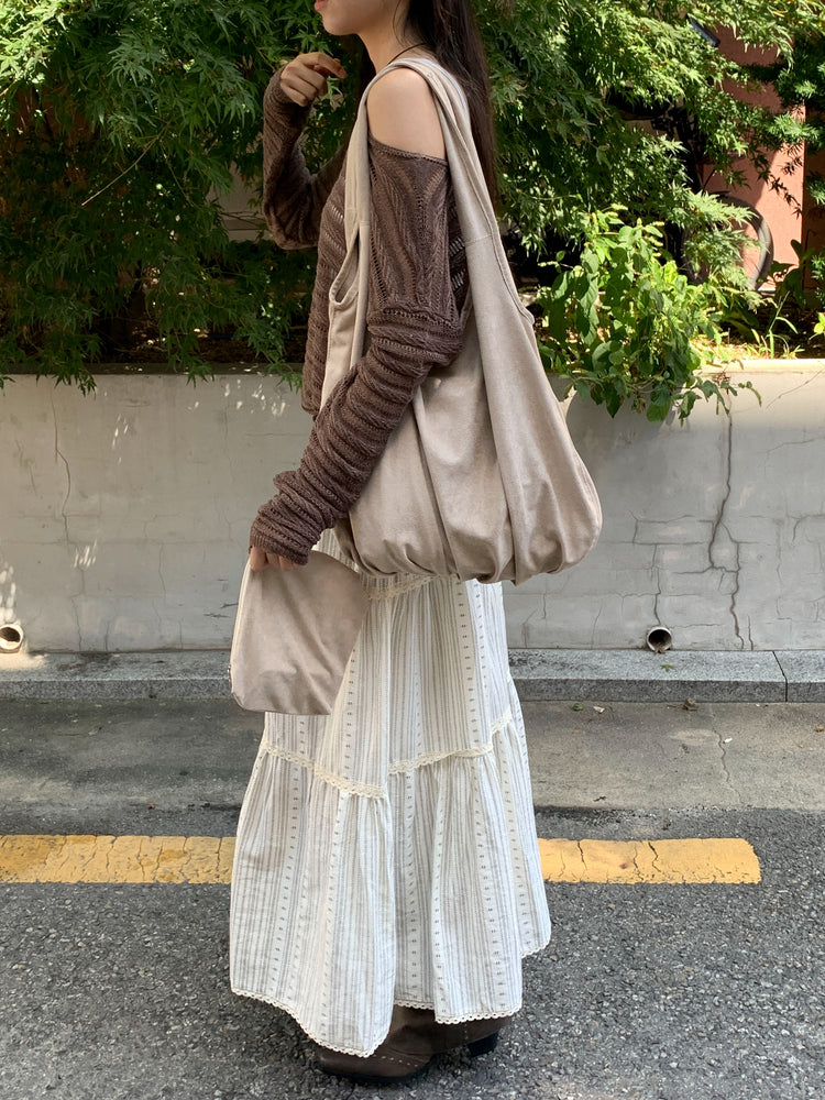麂皮絨抓皺細節hobo bag(附小袋)