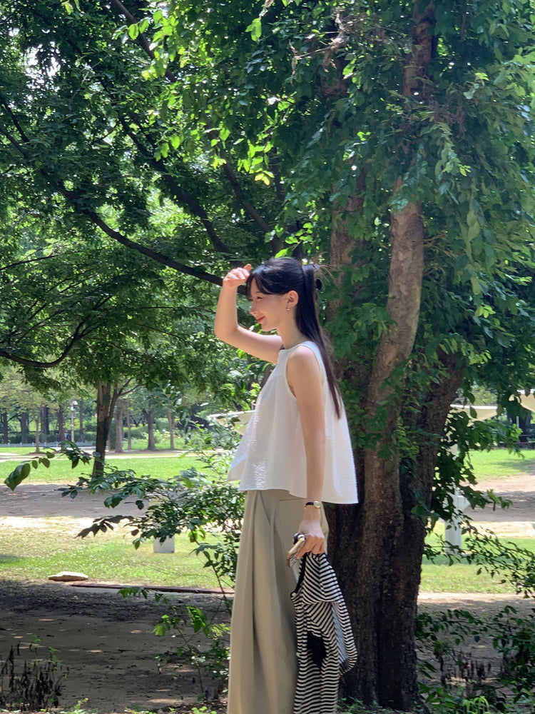 泡泡格紋紋理寬鬆排鈕背心
