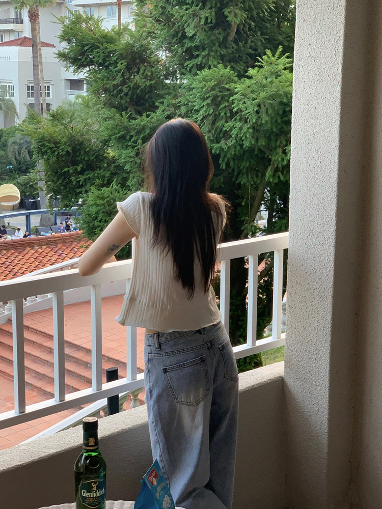 不修邊修腰細節針織上衣