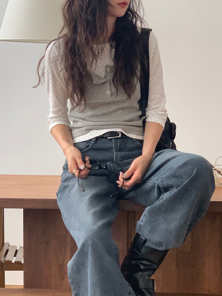 暗扣胸線細節背心