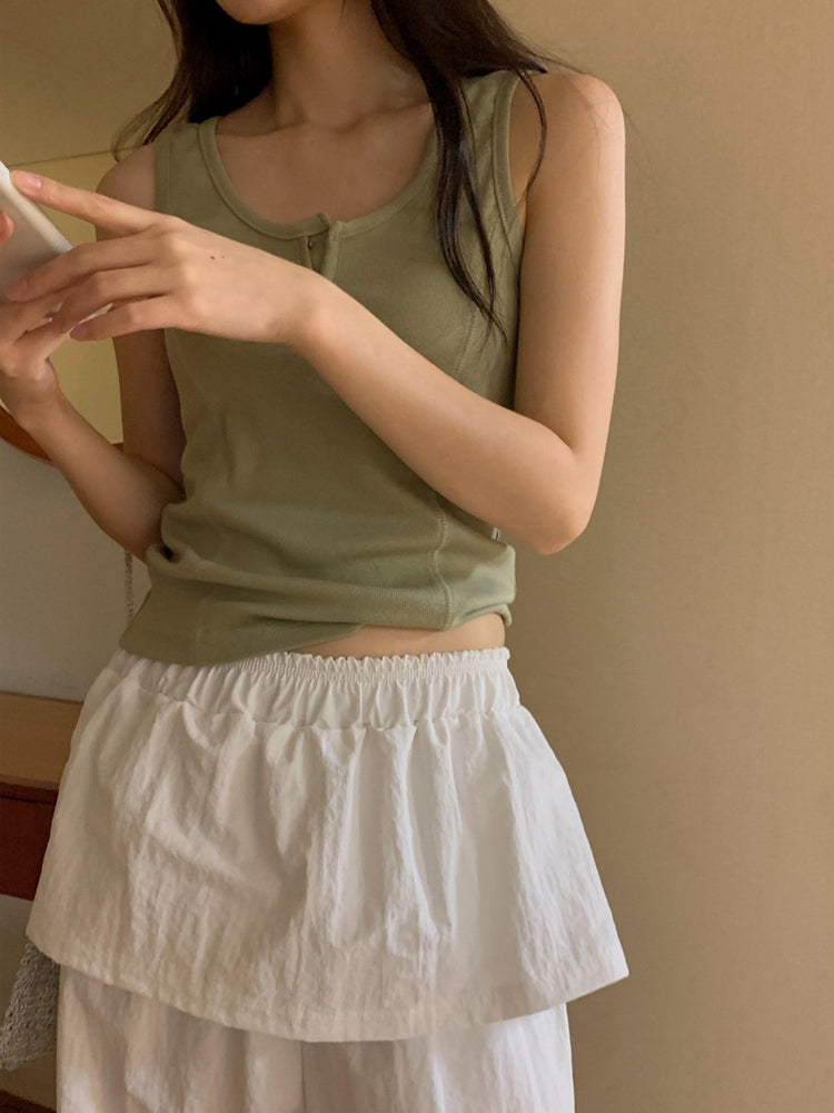U領鉤扣細節背心