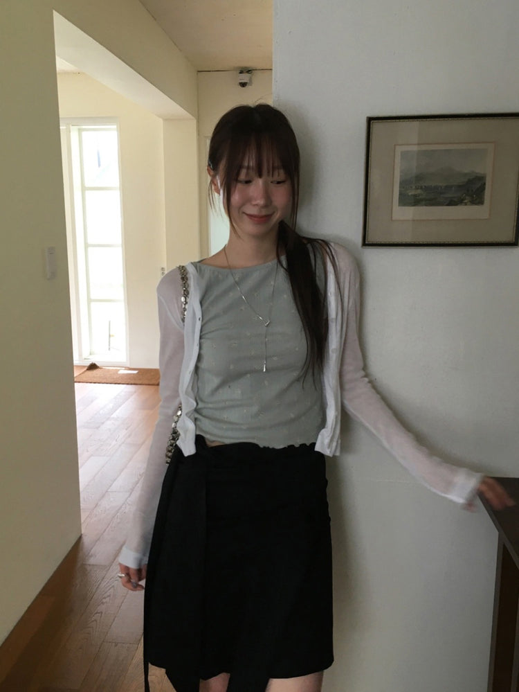 碎花刺繡細節紋理背心