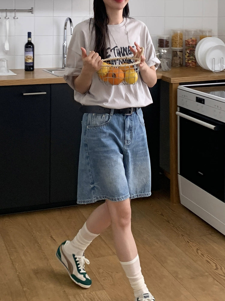 美式塗鴉圖案寬鬆t