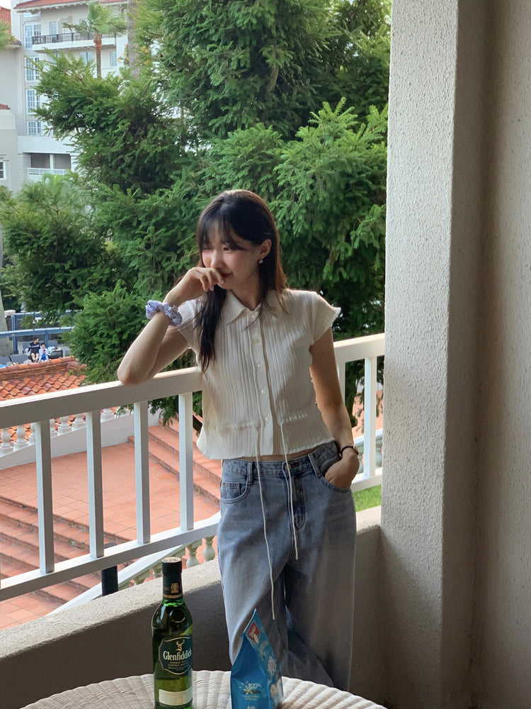 不修邊修腰細節針織上衣