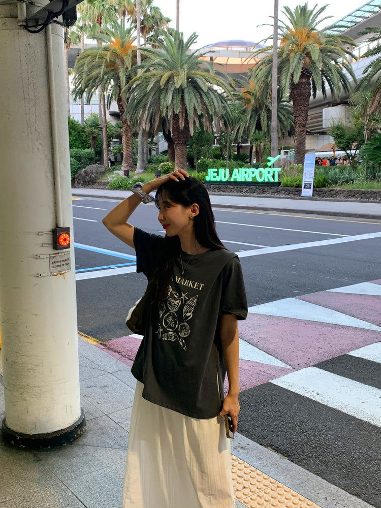貝殼印花細節寬鬆t