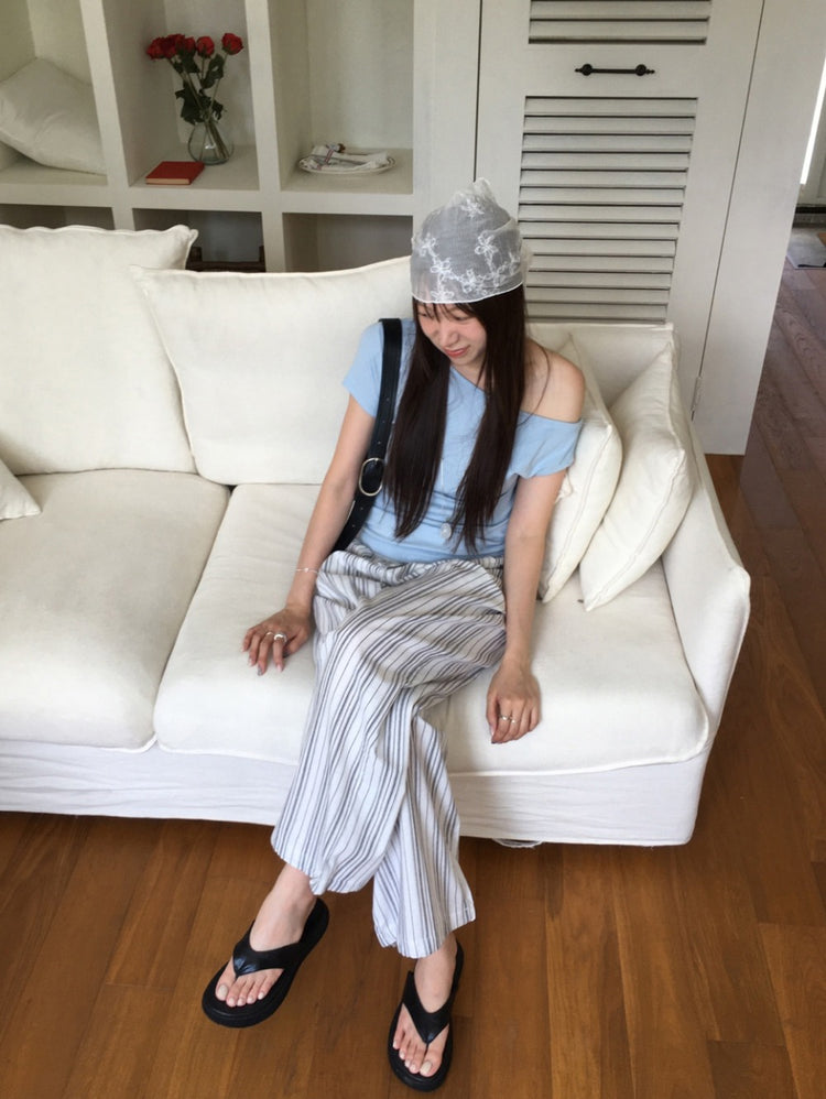 側露肩美色修身上衣
