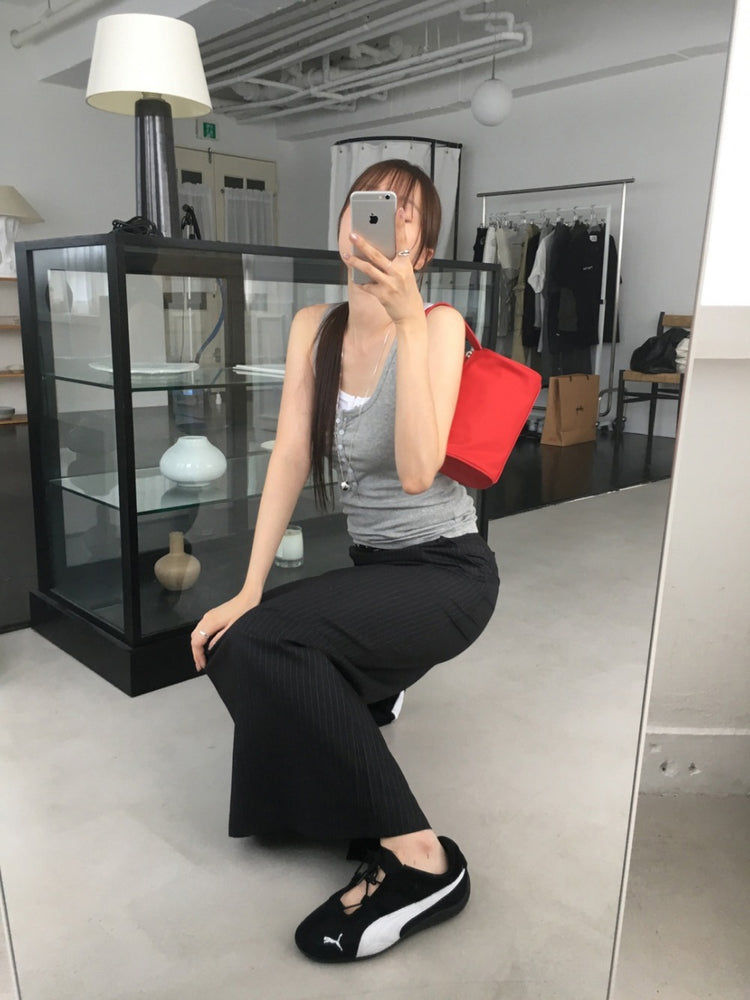 U領排鈕修身背心