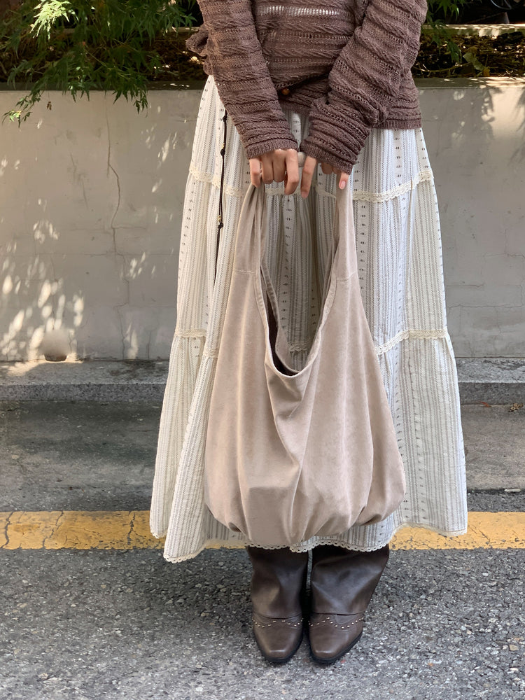 麂皮絨抓皺細節hobo bag(附小袋)