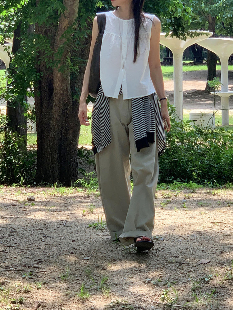 泡泡格紋紋理寬鬆排鈕背心