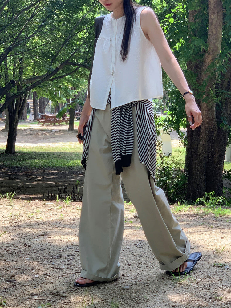 泡泡格紋紋理寬鬆排鈕背心