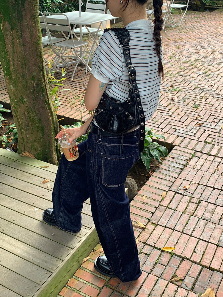 翻領條紋修腰細節上衣