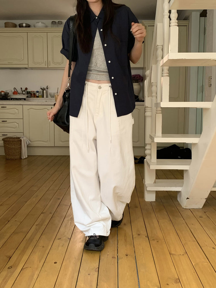 美色翻領短袖襯衫