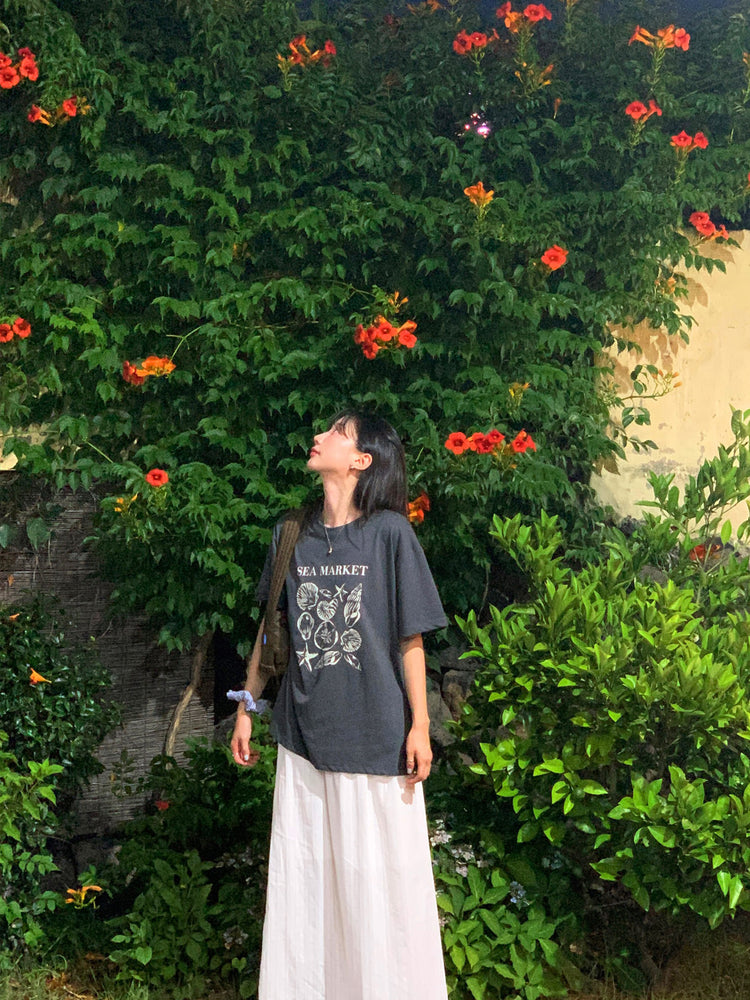 貝殼印花細節寬鬆t