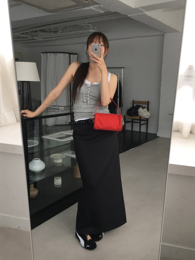 U領排鈕修身背心