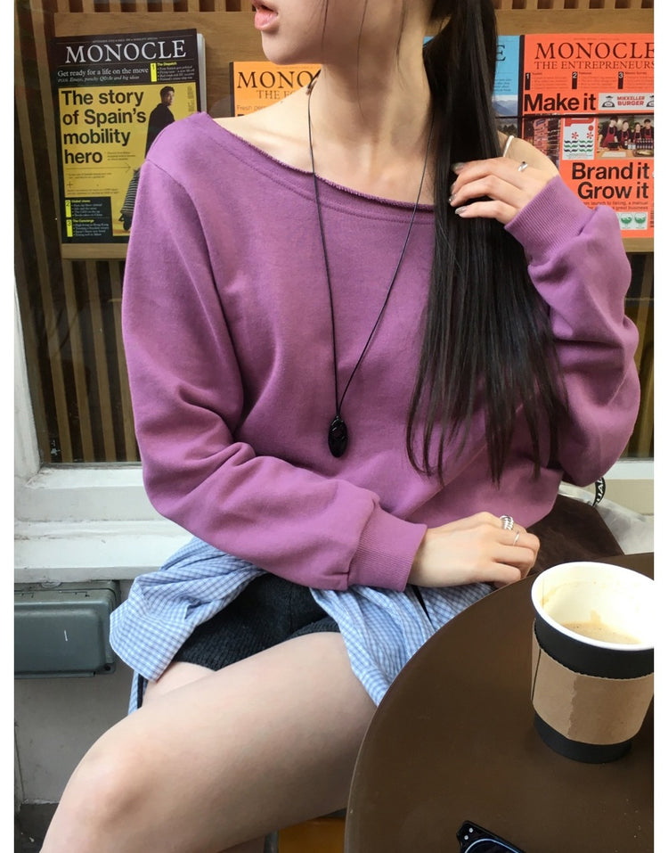 美色不修邊露肩上衣