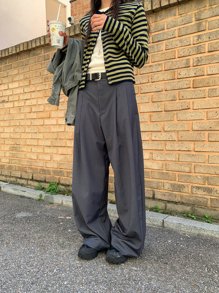 撞色條紋排鈕針織外套