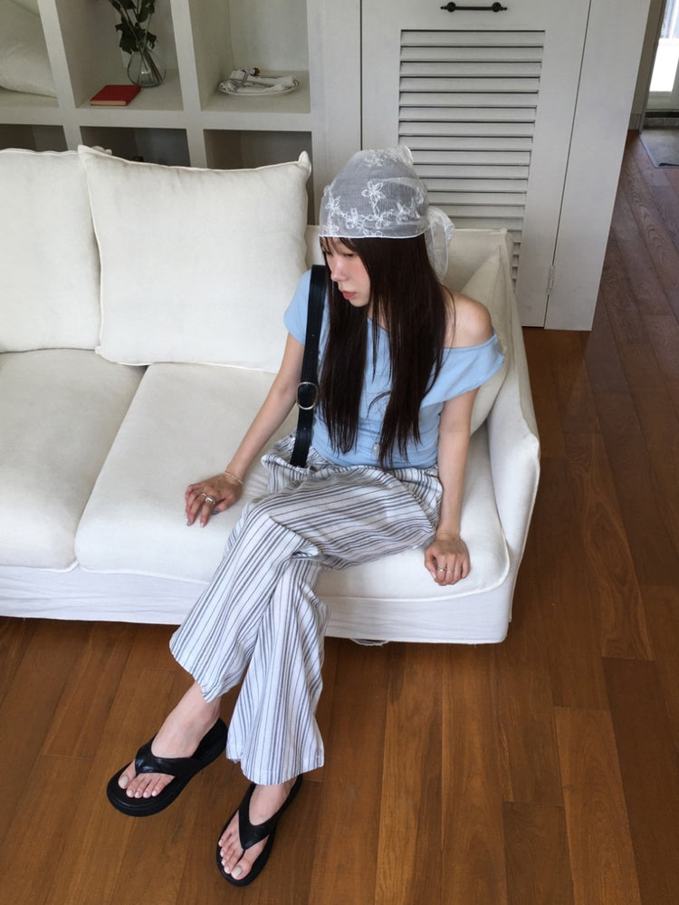 側露肩美色修身上衣