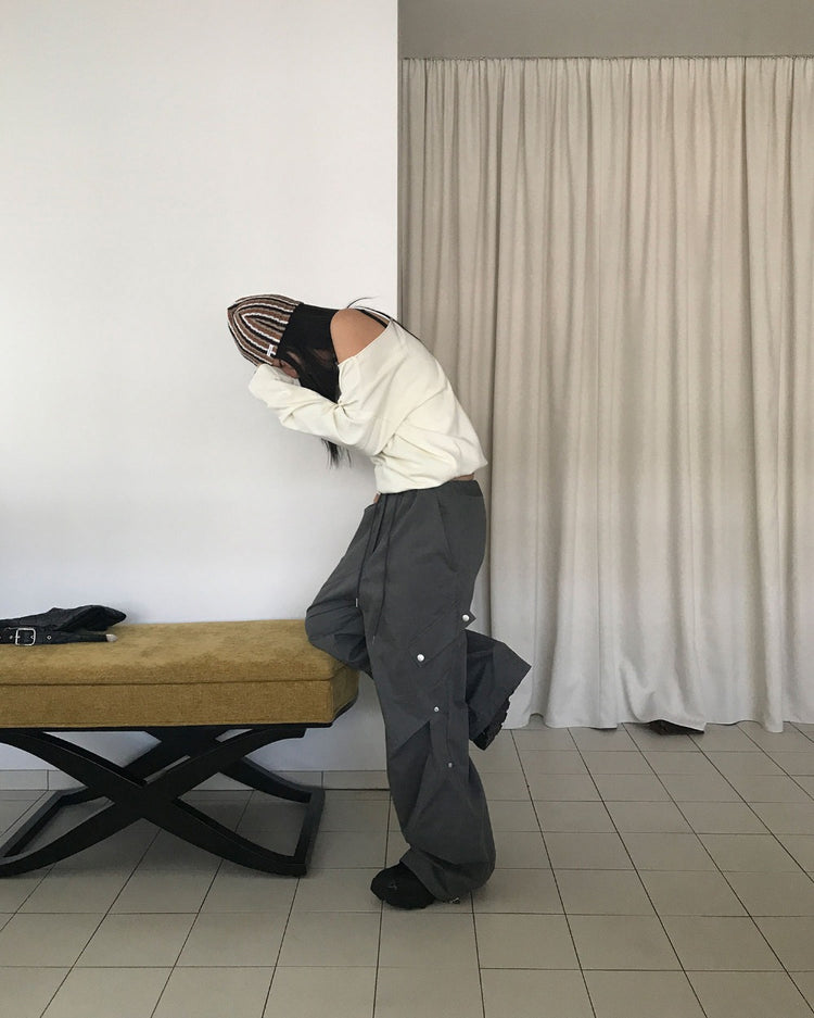 復古條紋撞色針織帽